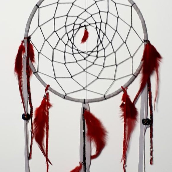 Dreamcatcher in red, black and grey - Picture 2 of 2